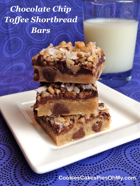 Chocolate Chip Toffee Shortbread Bars
